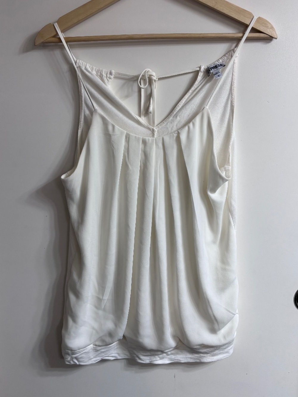 Express Ivory Spaghetti Strap Bubble Hem Top L